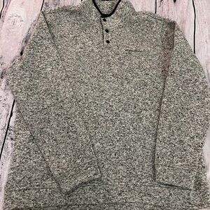 Eddie Bauer Men's Snap Placket Radiator Fleece Heathered Gray Pullover Sweater